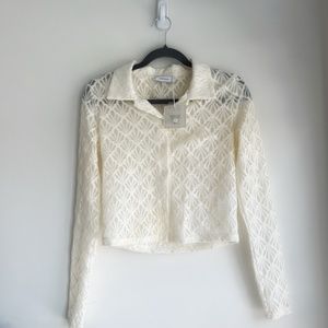 The Collared Cutout Ribbed Blouse